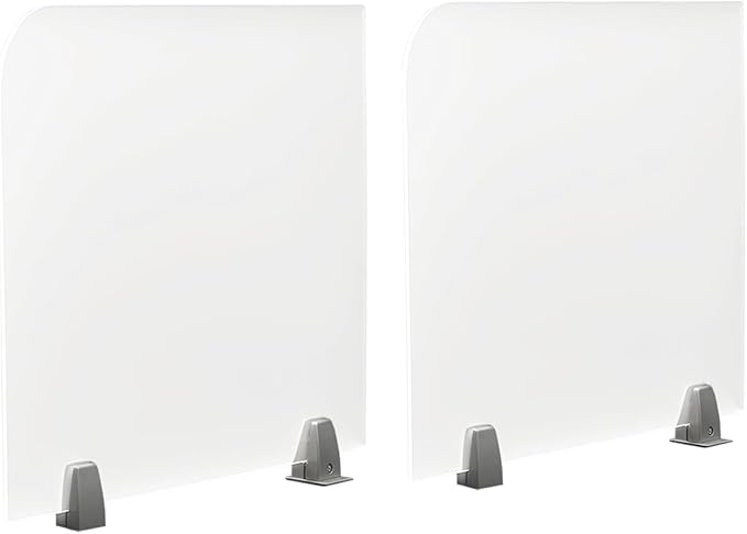Desk Divider, 2 pcs Acrylic Desk Privacy Panels, Privacy Desk Screen, Frosted Acrylic Partitions with Clips Acrylic Table Top Sneeze Guard for Offices Schools (23"x18"x2")