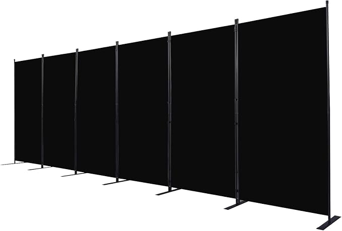 CHOSENM Room Divider, 6 Panel Folding Privacy Screens with Wider Support Feet, 6 Ft Portable Room Partition for Room Separator, 204" W X 71" H, Black