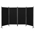 Proman Products - Galaxy 4 Panel Section Privacy Folding Screen Divider, Water Repellent Fabric Room Divider with Black Powder Coated Metal Frame for Indoors or Outdoors (Black)