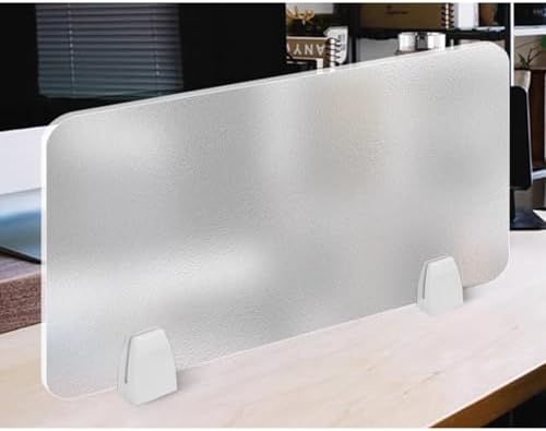 Acrylic Frosted Desk Divider - Portable Privacy Screen for Workstations, Office & School Use - 39.4x11.8in Table Top Visual Distraction Panel (Clear-B)