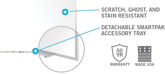 Ghent 4 x 8 Porcelain Magnetic Whiteboard, Aluminum Frame, 1 Marker, 1 Eraser, Made in the USA (M1-4-4 )
