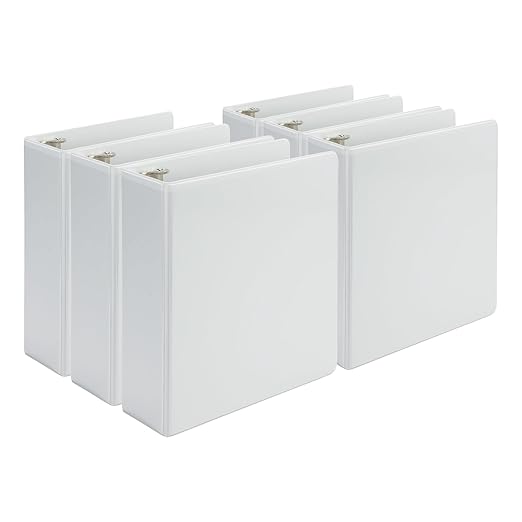 Samsill Economy 2 Inch Mini 3 Ring Binder, Made in The USA, 9.1" x 8.5" Round Ring Binder, Non-Stick Customizable Cover, White, 6 Pack