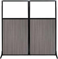 Versare Workstation Partition | Portable Wall Divider | Modern Office Cubicle | Free Standing Privacy Screen | Flexible Work Space | 66" x 70" Gray Elm Wood Grain Panels with Clear Window