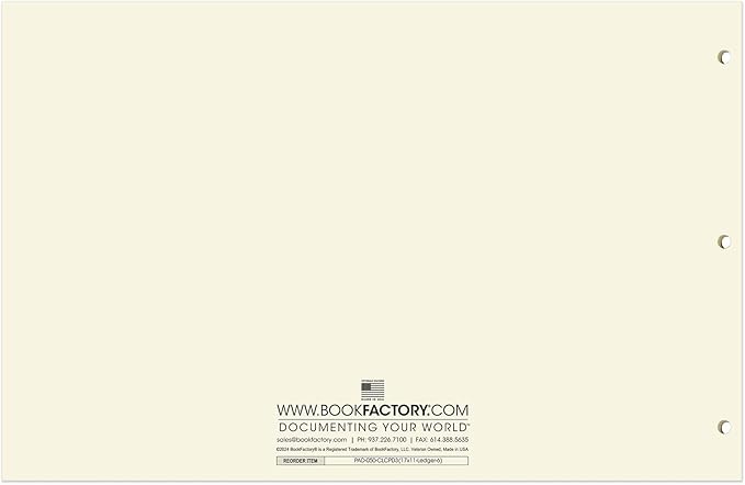 BookFactory Ledger Pad/Large 6 Column Accounting Ledger Columnar (Six Columns) Pads - 17'' x 11'', 50 Pages, Notepad Landscape Format (Made in USA)