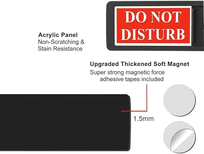 Do Not Disturb Sign & Please Knock Sign – Non-Scratch Magnetic Door Hanger for Hotels, Offices, Bedrooms – Durable Acrylic (Black)