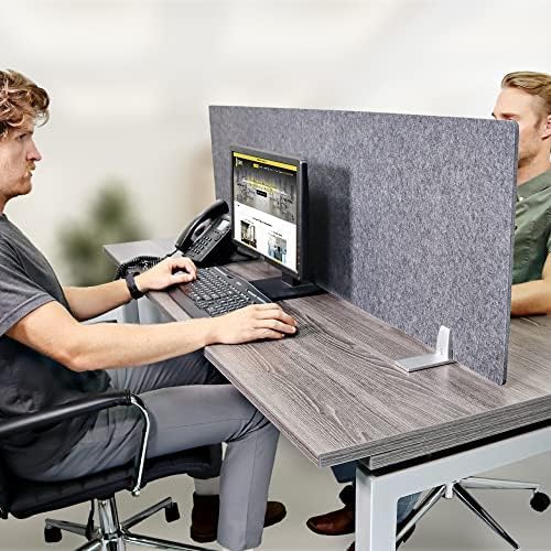 OBEX Free Standing Desk PET Privacy Screen, Table Top Home & Office Furniture Partitions and Dividers, Portable Workstation Freestanding Panels, 24" x 30" Shadow