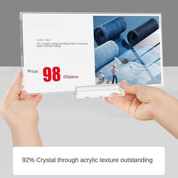 ECKEK Magnetic Sign Holder Grip Holder, Powerful Magnet, Acrylic Sign Holder for Retail Shelves Display Store Vendor Event Warehouse and Shop Supplies (Acrylic Base 210*100mm/ 8.27*3.94inches)
