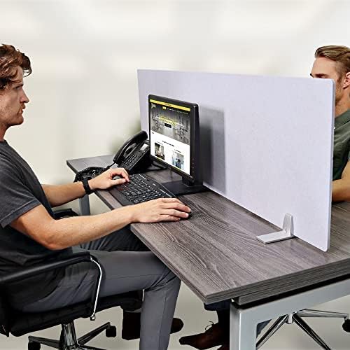 OBEX Free Standing Desk PET Privacy Screen, Table Top Home & Office Furniture Partitions and Dividers, Portable Workstation Freestanding Panels, 24" x 72" Stone