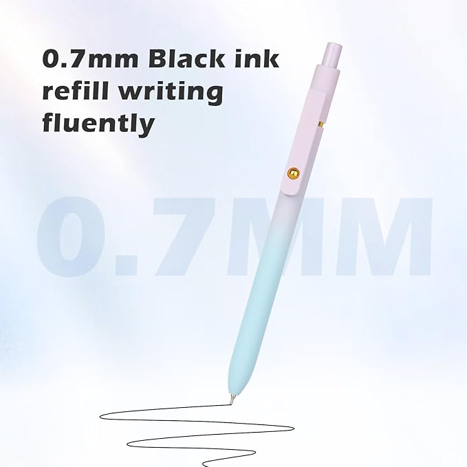 Ddaowanx Gel Pens,0.7mm Quick Dry Black Ink,Fine Point Smooth Writing Pen,Aesthetics Office School Supplies,Gifts for Women,stocking stuffers for teen girls (6 Pcs Gradient, Black)
