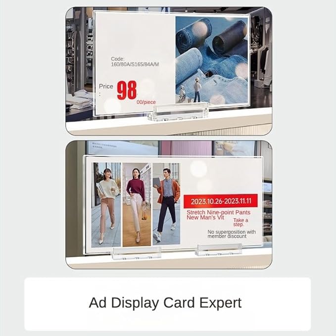 ECKEK Magnetic Sign Holder Grip Holder, Powerful Magnet, Acrylic Sign Holder for Retail Shelves Display Store Vendor Event Warehouse and Shop Supplies (Acrylic Base 400*150mm/15.75*5.91inches)