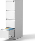 Yukimo 4 Drawer File Cabinet with Lock, Vertical File Cabinet with Lock, Locking File Cabinet Hanging Files for A4/ Legal/Letter, Require Assembly, White