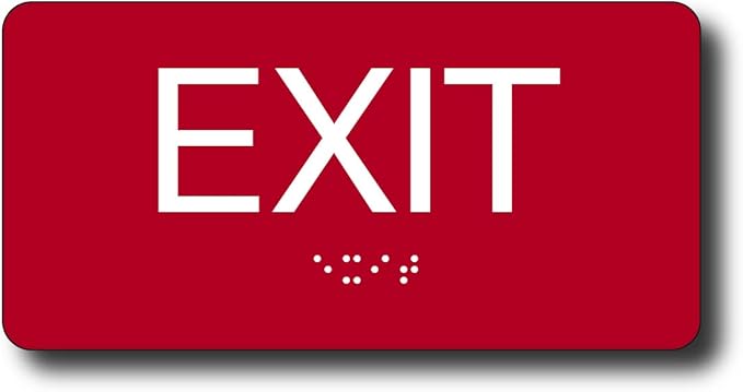 ADA Compliant Sign with Braille (6" x 3" Exit, Red)