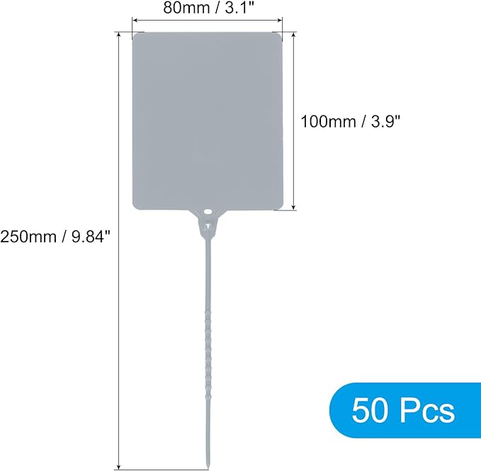 MECCANIXITY Plastic Seals Shipping Tags, for Basket Labels Cable Labels Tags Product Identification Tags, Logistics Marking, Outdoor Tagging, 3.1x3.9 Inch Gray 50Packs