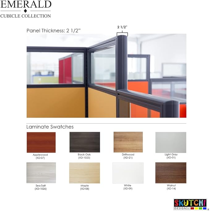 2 Person Workstation Wall Partition | Cubicle Workstations | Privacy Office Divider 2 Work Stations | U Shape Cubicle | Emerald Collection | 5x5x65 H | Slate