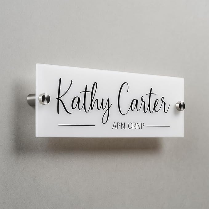 Personalized Office Door Sign, Custom Acrylic Name Plate with Title, Professional Wall Plaque for Business, Home Office, or Desk – Modern Design, Name Plate - 8x2 Executive CEO Sign, New Job Décor 6