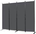 CHOSENM Wall Divider, 4 Panel Room dividers and Folding Privacy Screens with Wider Support Feet, 6 Ft Portable Privacy Screen for Room Separator, 88" W X 71" H, Grey