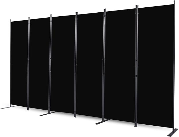 CHOSENM Room Divider, 6 Panel Folding Privacy Screens with Wider Support Feet, 6 Ft Portable Room Partition for Room Separator, 132" W X 71" H, Black