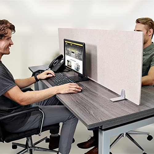 OBEX Free Standing Desk PET Privacy Screen Table Top Home & Office Furniture Partitions and Dividers, Portable Workstation Freestanding Panels, 24" x 60", Sand