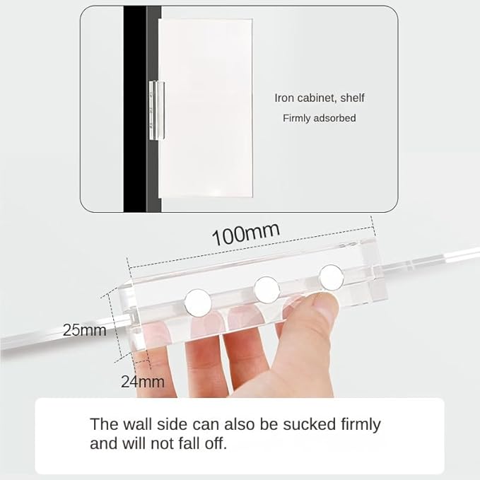 ECKEK Magnetic Sign Holder Grip Holder, Powerful Magnet, Acrylic Sign Holder for Retail Shelves Display Store Vendor Event Warehouse and Shop Supplies (Acrylic Base 297*148mm/11.69*5.83inches)