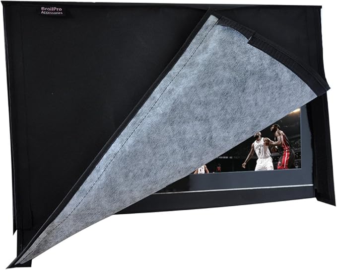 BroilPro Accessories Outdoor 40"-43" TV Set Cover,Scratch Resistant Liner Protect LED Screen Best-Compatible with Standard Mounts and Stands (Black)