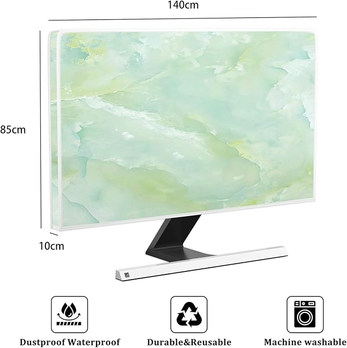 Baocicco Sage Green Marble Waterproof TV Dust Cover 58, 59, 60 Inch Anti-Static Dustproof Abstract Creative Desige Television Accessories TV LCD Screen Texture TV Decoration for Tablet