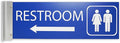 ALPHA DOG SIGNS Corridor Projecting Hallway Bathroom Sign, Left Arrow, 4"x12" Double Sided, Indoor/Outdoor, Easy Install, Durable Business Wayfinding Plaque, USA-Made (Blue)