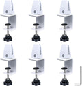 Adjustable Desk Divider Partition Clips, Sneeze Guard Support Clamps for 1/8" to 1" Thick Panels, Desk Privacy Panel Clips for Office and Home Use, 6-Pack, White