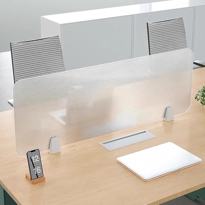 RCJCQSR Acrylic Frosted Privacy Free Standing Screen, Visual Distractions Privacy Panel Portable Desk Divider Guard for Table Top Workstation for Home Office(Size:90x30cm(35.4x11.8))