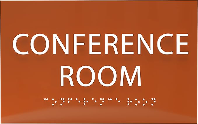 ADA CENTRAL SIGNS - 6" X4" Conference Room Sign - ADA Compliant Tactile Graphics Grade 2 Braille Text Privacy Sign | Wall Mount Plastic Meeting Signs For Schools, Hospitals, Offices, and Apartments