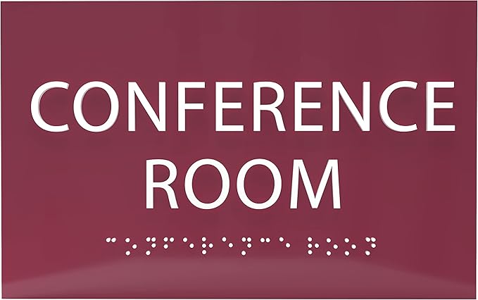 ADA CENTRAL SIGNS - 6" X4" Conference Room Sign - ADA Compliant Tactile Graphics Grade 2 Braille Text Privacy Sign | Wall Mount Plastic Meeting Signs For Schools, Hospitals, Offices, and Apartments
