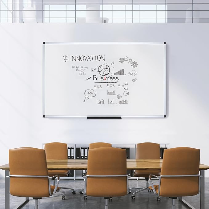 VIZ-PRO Dry Erase Board/Magnetic Whiteboard, 72 x 48 Inches, Large Wall Mounted Board for School Office and Home 6' x 4'