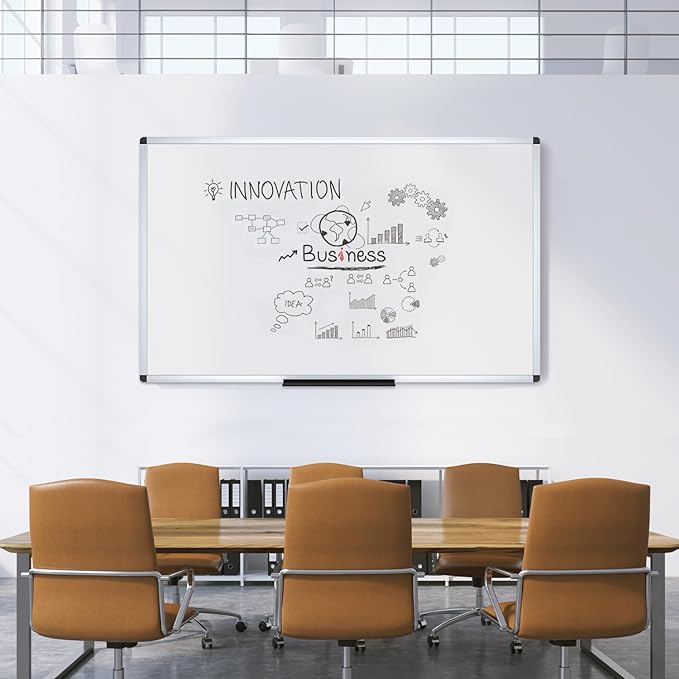VIZ-PRO Dry Erase Board/Magnetic Whiteboard, 60 X 40 Inches, Silver Aluminum Frame
