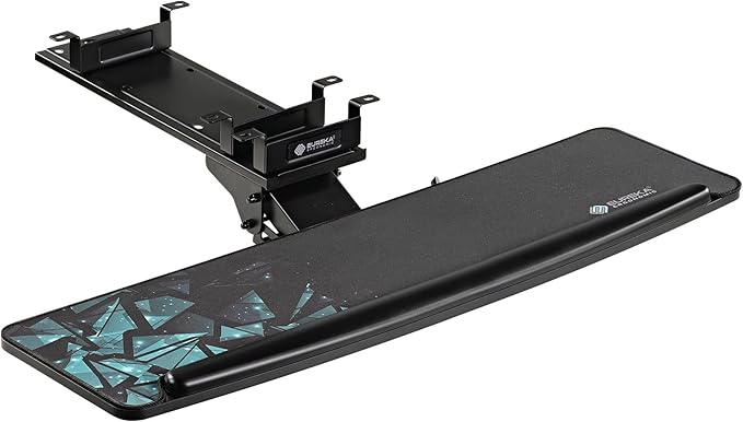 EUREKA ERGONOMIC Height Adjustable Mouse & Keyboard Tray Under Desk, 32'' Large Slide Out Swivel Tilt Computer Keyboard Drawer with Mouse Pad for Gaming Home Office Desk, Dual Mount