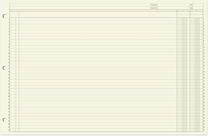 BookFactory Ledger Sheets/Large 2 Column Accounting Ledger Columnar (Two Columns) Loose Leaf Paper - 17'' x 11'', 50 Pages, Loose Leaf, 3 Hole Punched (Made in USA)