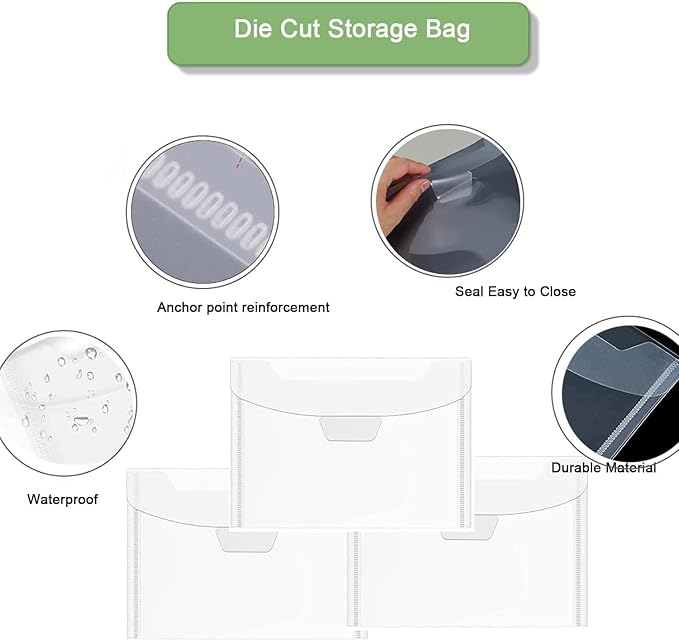 BROTOSPAC 48 PCS Clear Stamps Storage Panels,Resealable Die Cut Storage Bag, White Plastic Stamps Organizer Panels, Clear Stamp Organizer Set for Die Cutting and Decorative (48)