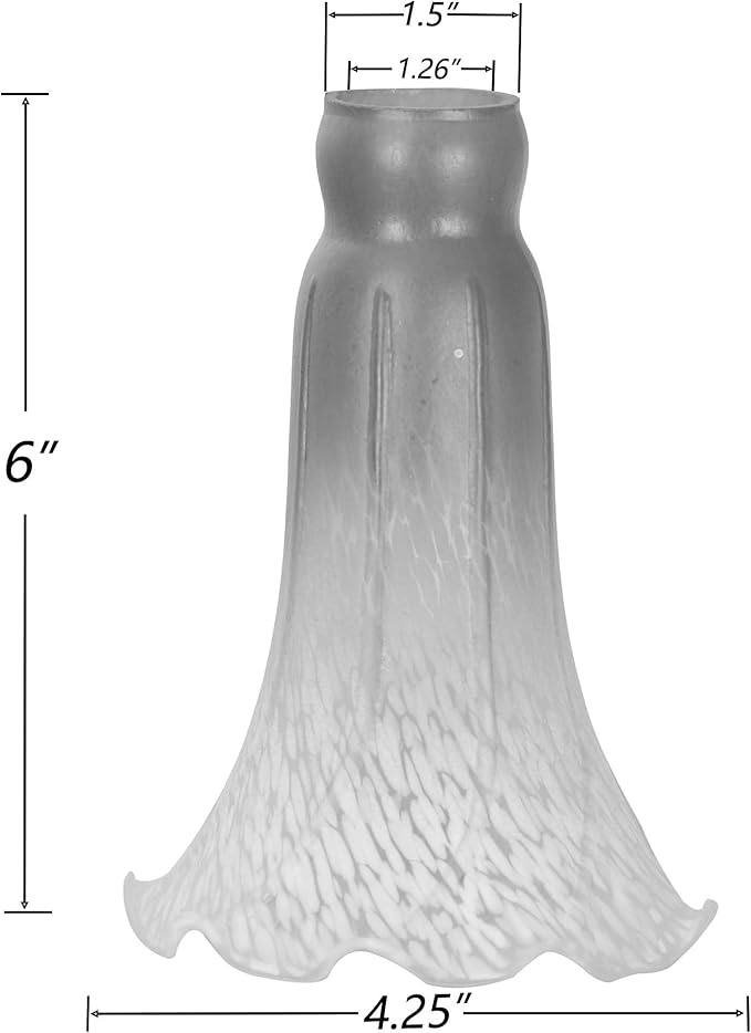 Bieye LS103 Lily Flower Blown Glass Lampshade (Amber Green, Opening I.D. 1.26" x O.D. 1.5")
