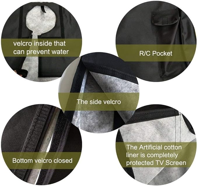 BroilPro Accessories Outdoor 70" TV Set Cover,Scratch Resistant Liner Protect LED Screen Best-Compatible with Standard Mounts and Stands (Black)