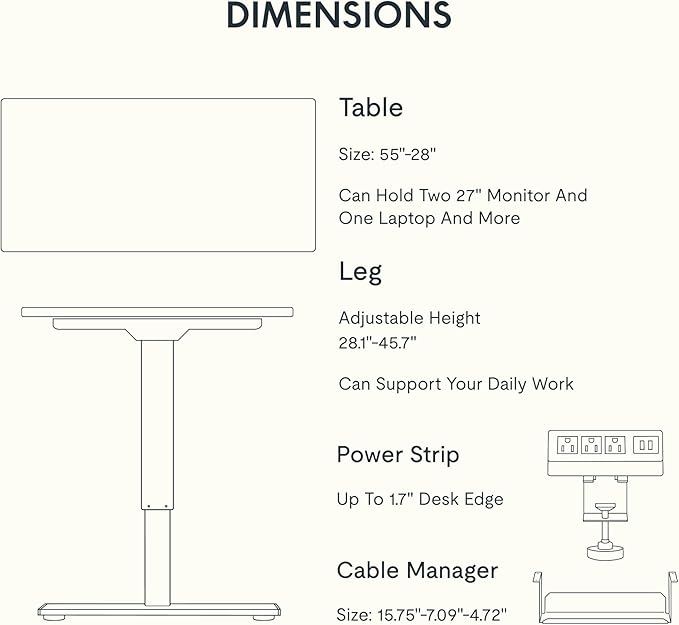 FLEXISPOT EN2 Whole-Piece Standing Desk with Clamp Power Strip, 55 x 28 Electric Stand Up Height Adjustable Desk with Cable Management (Gray Frame + 55" Maple Top, 2 Packages)