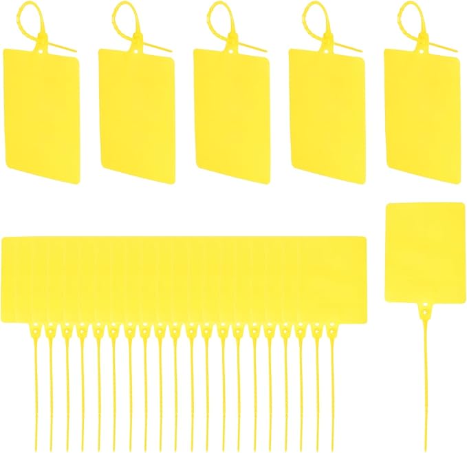 MECCANIXITY Plastic Seals Shipping Tags, for Basket Labels Cable Labels Tags Product Identification Tags, Logistics Marking, Outdoor Tagging, 3.1x3.9 Inch Yellow 50Packs