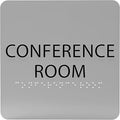 ADA CENTRAL SIGNS - 6" X6" Conference Room Sign- ADA Compliant Tactile Graphics Grade 2 Braille Text Acrylic Wall Signs - Authorized Personnel Only, Meeting Privacy Door Sign for Schools, and Offices