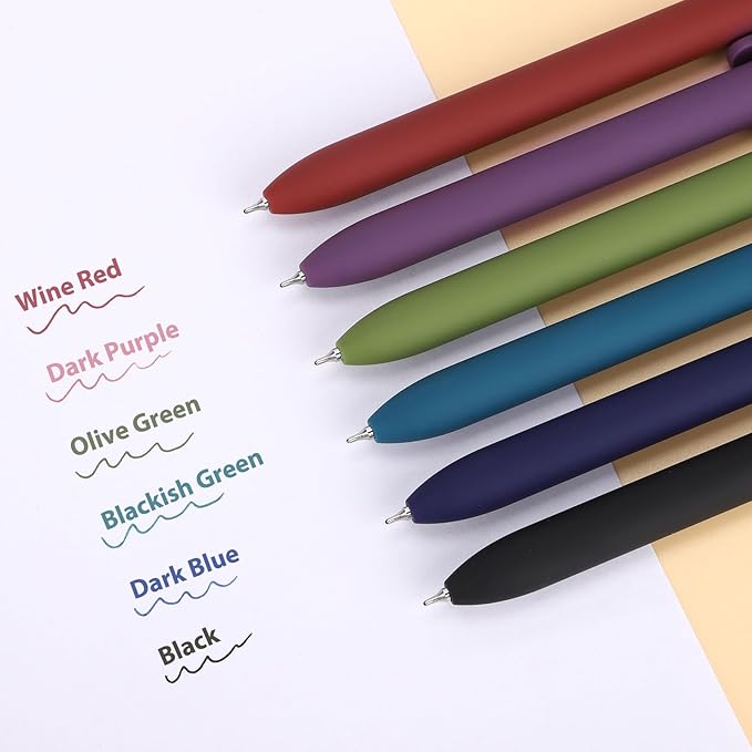 FIOVER Colored Pens, 12 Pack Colorful Gel Pens, Quick-Dry 0.7mm Medium Point for Journaling, Note Taking, Doodling, Aesthetic Office School Supplies, Gifts for Women Men（12PCS Aesthetic+Vintage）