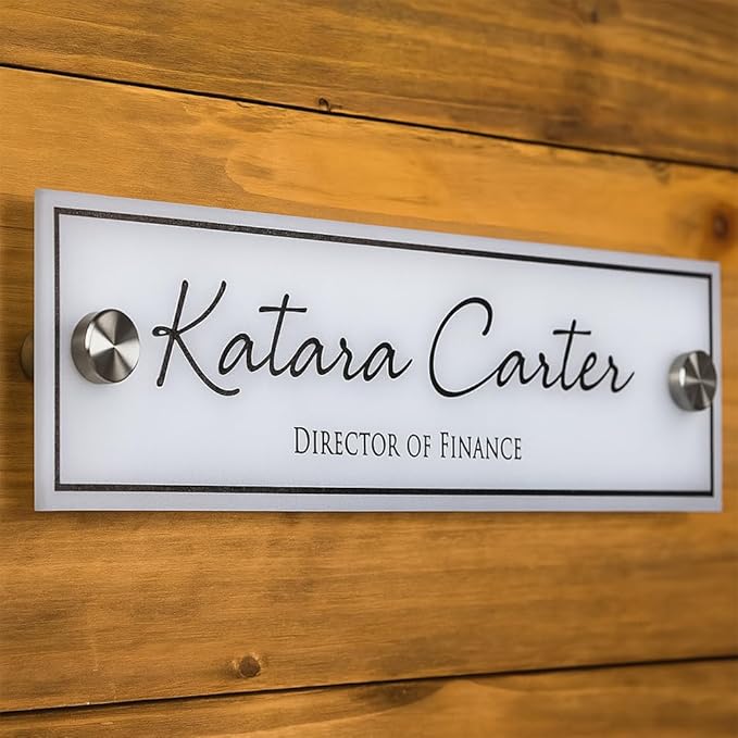 Personalized Office Door Sign, Custom Acrylic Name Plate with Title, Professional Wall Plaque for Business, Home Office, or Desk – Modern Design, Name Plate - 8x2 Executive CEO Sign, New Job Décor 4
