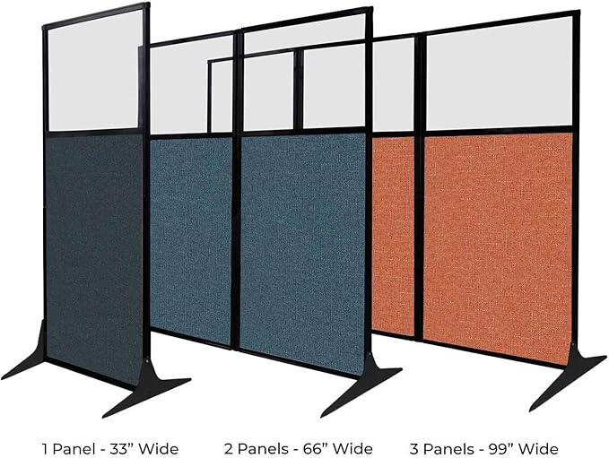 Versare Workstation Partition | Portable Wall Divider | Modern Office Cubicle | Free Standing Privacy Screen | Flexible Work Space | 99" x 70" Gray Elm Wood Grain Panels No Window