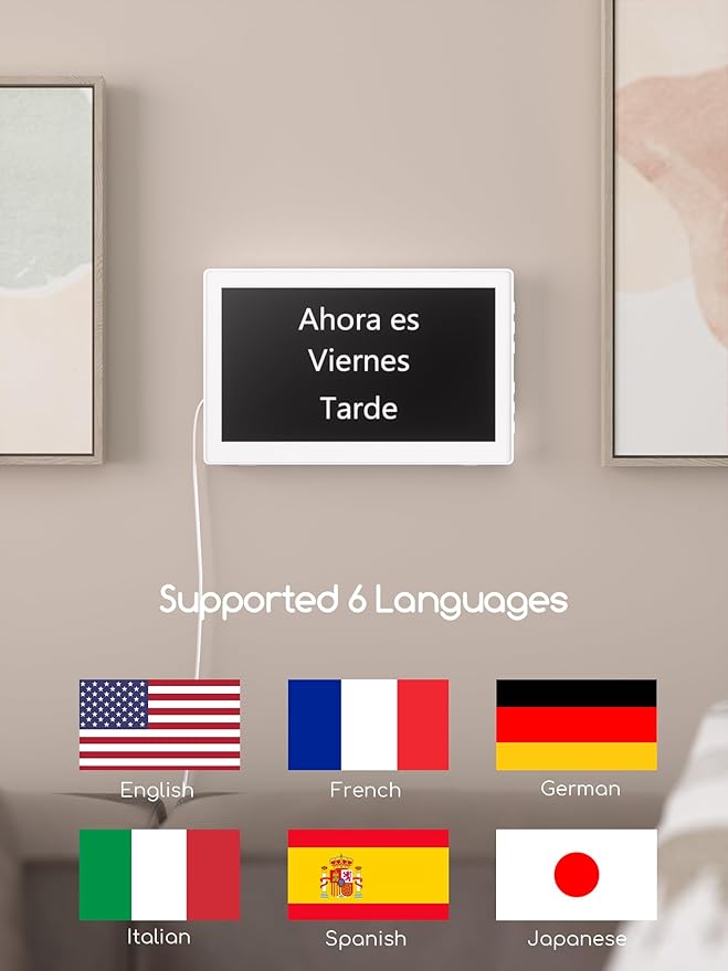 Raynic Digital Clock,10.1 Inch Large Display Calendar Clock with 12 Themes, 20 Alarms, 20 Reminders, Auto Dimming, 12/24 Hours for Seniors, Desk (White, 10.1 Inches)