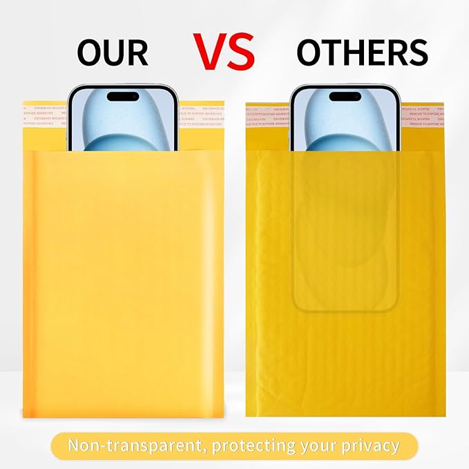 Ctarsthome 105Pack Yellow 4x8inch Kraft Bubble Mailers Small Business Mailing Packages Self-Sealing Paper Envelopes, Mailer Shipping Padded Envelopes with Strong Adhesion for Jewelry Makeup Supplies