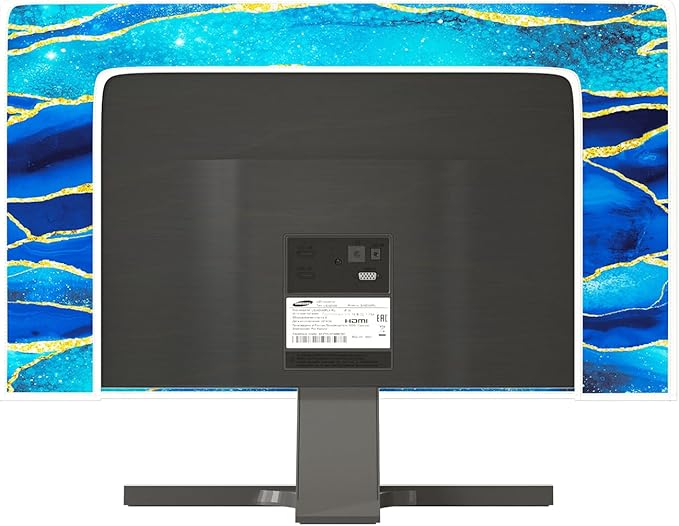 Baocicco Royal Blue Marble Waterproof TV Cover 55 Inch Creative Design Monitor Accessories Laptop TV LCD Screen Television Decoration for Tablet LED LCD OLED TVs Decorations