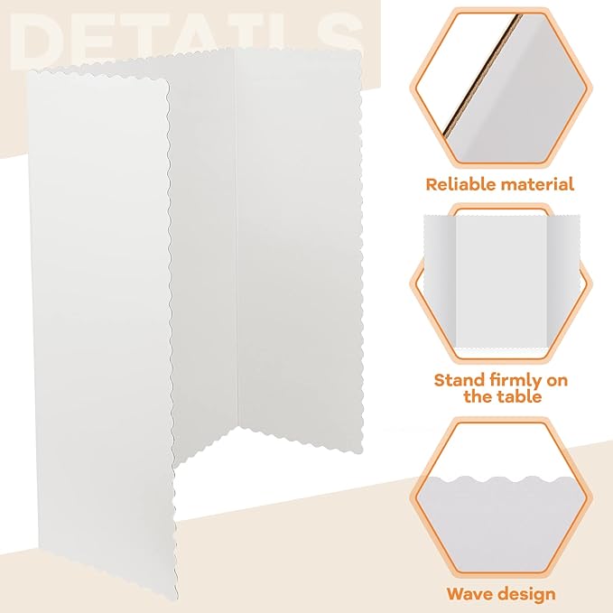 Henoyso 12 Pcs 14 x 22 Inch White Trifold Poster Board Large Tri Fold Presentation White Display Board Foldable Paperboard for Science Fair School Business Project Exhibition