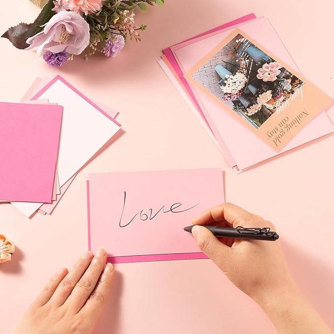 50 Sheets Colored Cardstock Paper 5 Colors, 250 GSM Heavy Card Stock for DIY Art Projects, Cards (Pink, 5x7)