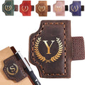 Personalized Mark Bookmark with Pen Holder, Leather Magnetic Book Marker 26 Letters,Custom Initials Page Marks, Gifts for Book Lovers Readers Men Women (Coffee, Y)
