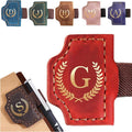 Personalized Mark Bookmark with Pen Holder, Leather Magnetic Book Marker 26 Letters,Custom Initials Page Marks, Gifts for Book Lovers Readers Men Women G